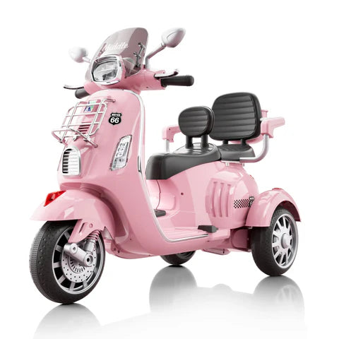 Dual Seater Vespa Ride-On 12V scooter with 3 Wheels Power for Children