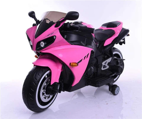 R1 Kids Pink Motorcycle Bike with Supporting Wheels