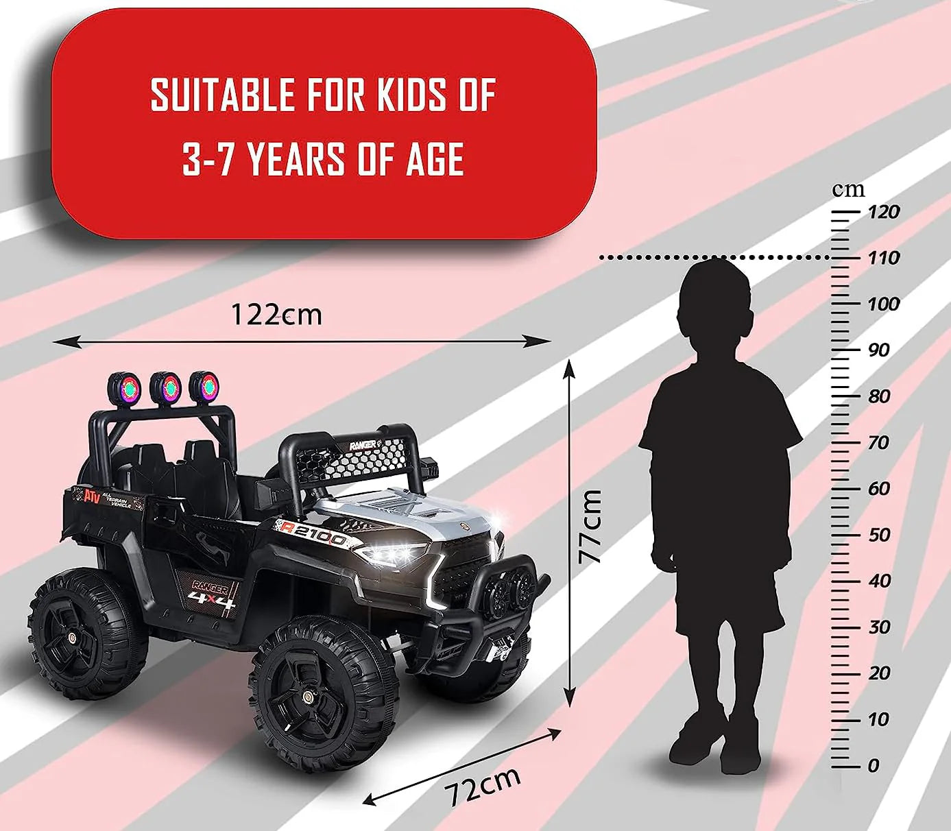 Ride-On Rechargeable Mirage Kids Jeep SUV Car with Remote Controller