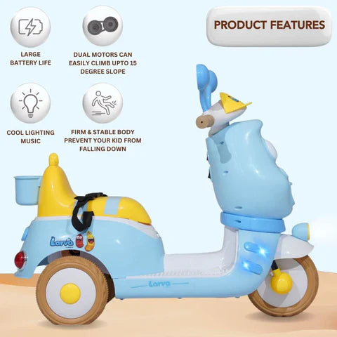 3-Wheel Electric Ride-On Bike for Kids – Rechargeable with Music & Lights