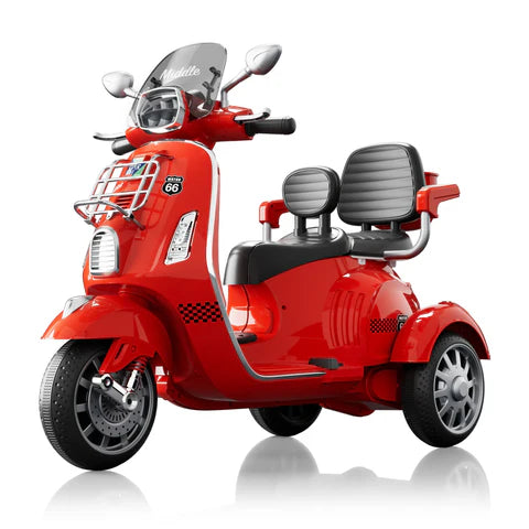 Dual Seater Vespa Ride-On 12V scooter with 3 Wheels Power for Children
