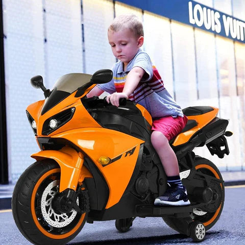 R1 Kids Electric Sports Ride on Bike with Training Wheels