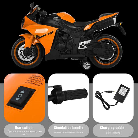 R1 Kids Electric Sports Ride on Bike with Training Wheels