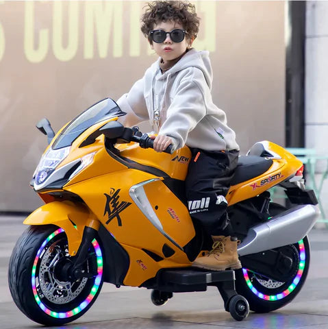 Premium Hayabusa Electric Ride-On Bike for Kids (2–11 Yrs) – 12V Battery, Real Engine Sound